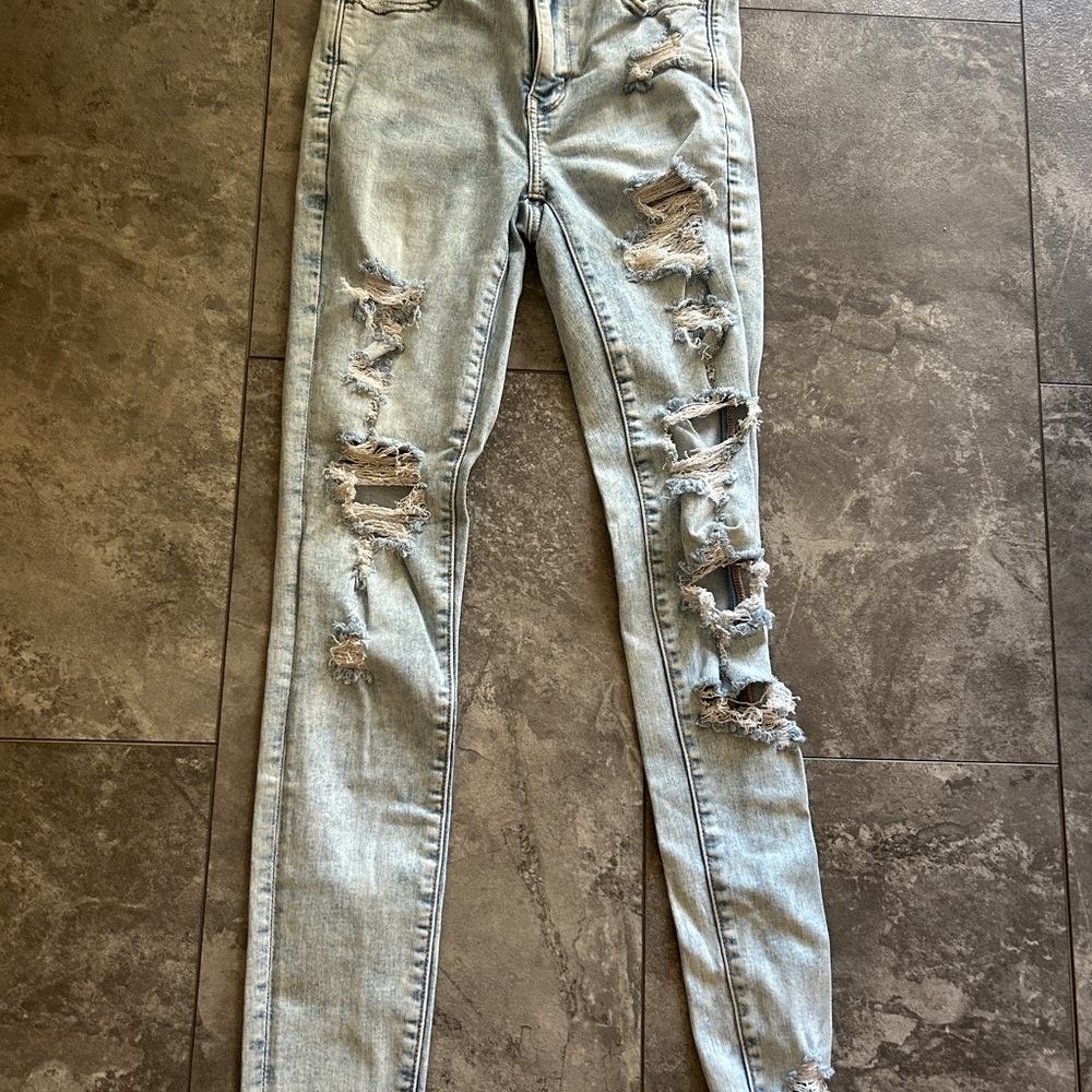 American Eagle Outfitters Blue Skinny Jeans Distressed